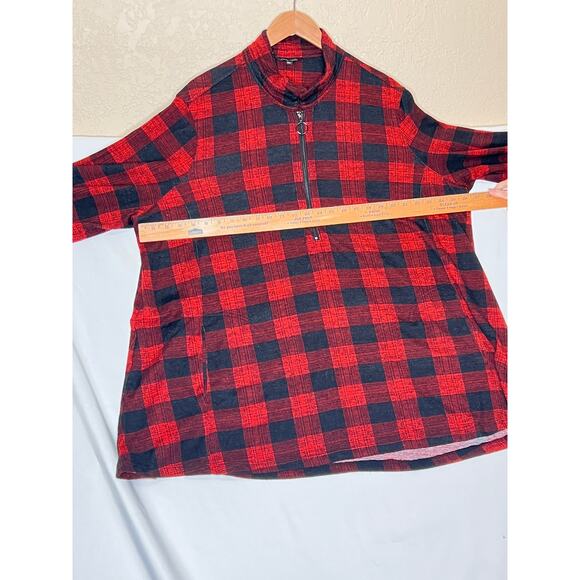 John Mark size 2X buffalo plaid sweater pockets red/black cabincore rustic - Picture 3 of 10